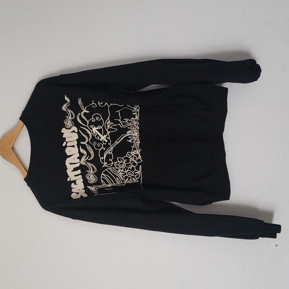 Good American New Womens Size 2 Black Sagittarius Zodiac Boyfriend Sweatshirt - Picture 9 of 9